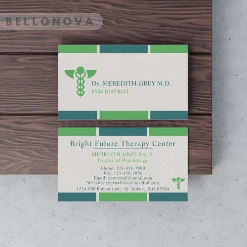 Custom Dark Blue Green Grey Doctors  Nurses Business Card