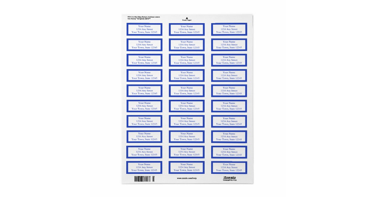 Custom dark blue pre printed address labels zazzle
