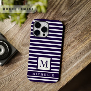 Custom Dark Blue Purple White Color Stripes  Case-Mate iPhone 14 Pro Max Case