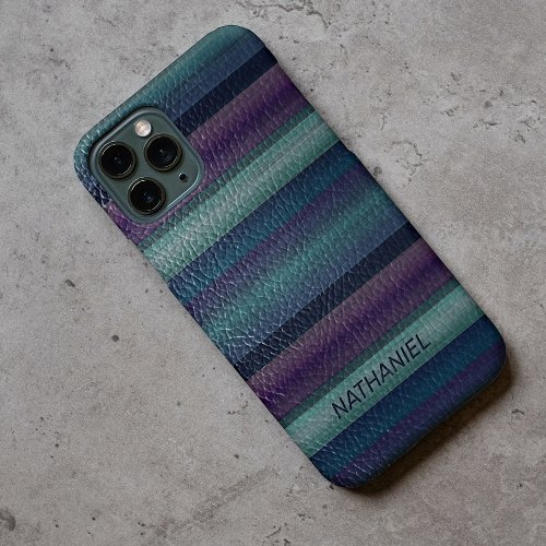 Custom Dark Blue Teal Green Black Purple Stripes iPhone 11 Pro Case