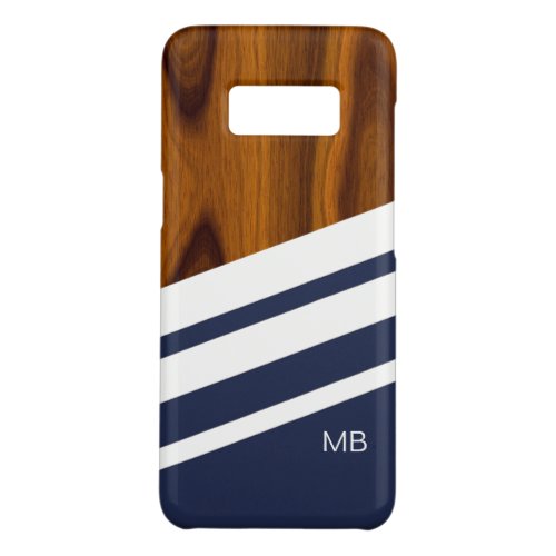 Custom Dark Blue White Stripe Wood Grain Pattern Case_Mate Samsung Galaxy S8 Case