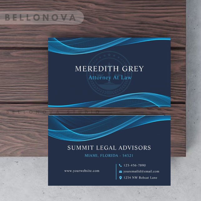 Custom Dark Bright Navy Blue White Legal Office Business Card (Custom Dark Bright Navy Blue White Legal Office Business Card)