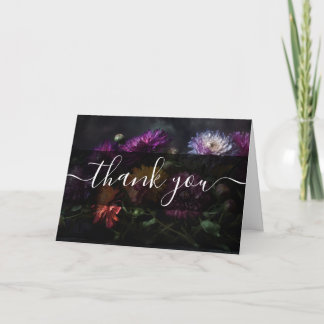 Custom Dark Colorful Flowers Thank You Card