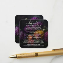 Custom Dark Colorful Flowers Wedding Details