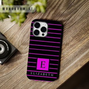 Custom Dark Deep Purple Pink Black Stripes  Case-Mate iPhone 14 Pro Max Case