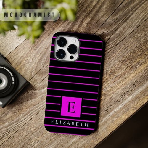 Custom Dark Deep Purple Pink Black Stripes  Case_Mate iPhone 14 Pro Max Case
