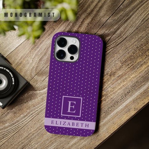 Custom Dark Deep Purple Polka Dot Design Case_Mate iPhone 14 Pro Max Case