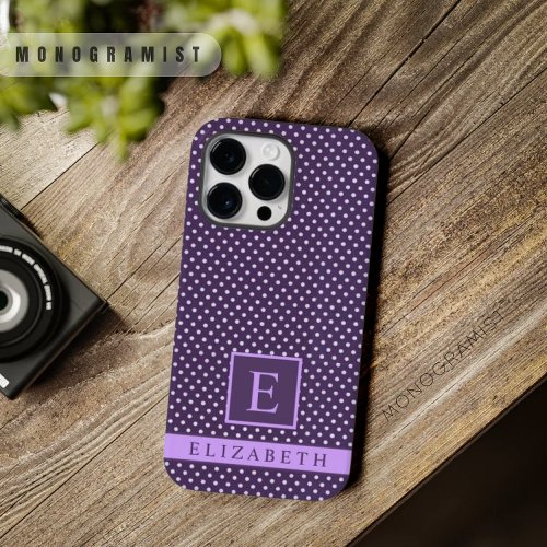 Custom Dark Deep Vivid Purple White Polka Dot Case_Mate iPhone 14 Pro Max Case