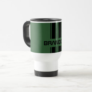 Custom Dark Green Black Auto Race Sport Stripes Travel Mug