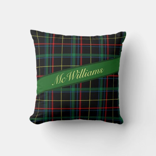 Custom Dark Green Tartan Plaid Throw Pillow