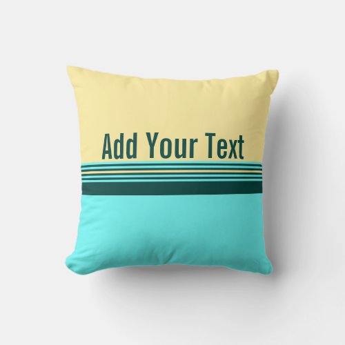 Custom Dark Green Yellow Blue Stripes Throw Pillow