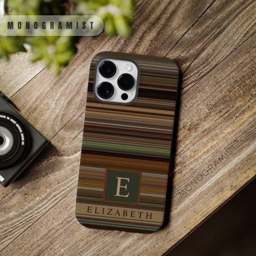 Custom Dark Grey Black Brown Stripes  Case_Mate iPhone 14 Pro Max Case