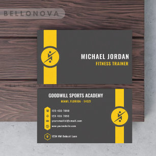 Custom Dark Grey Black Yellow Art And Design Business Card