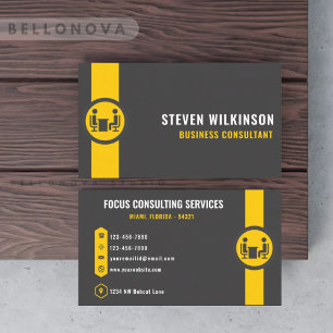 Custom Dark Grey Black Yellow Consulting employee  Business Card