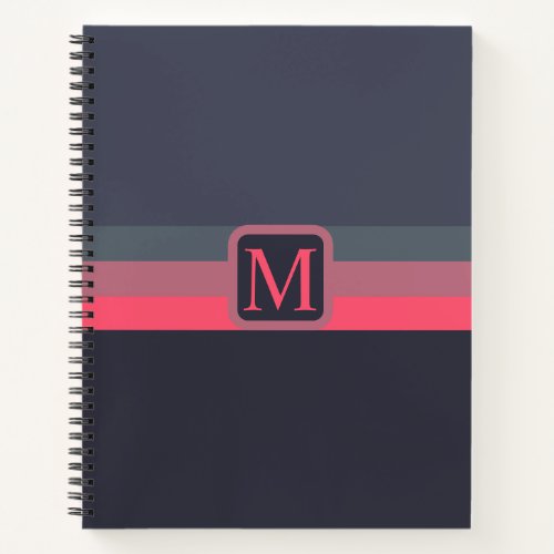 Custom Dark Grey Pink Black Color Block Notebook