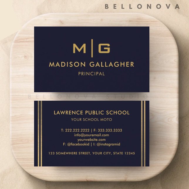 Custom Dark Navy Blue Black And Gold Professional Business Card (Custom Dark Navy Blue Black And Gold Professional Business Card)