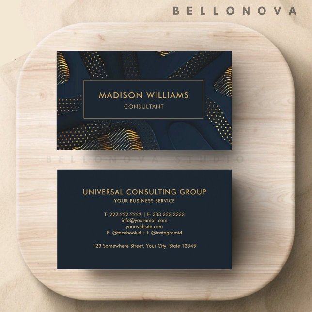 Custom Dark Navy Blue Gold Glitter Professional Business Card (Custom Dark Navy Blue Gold Glitter Professional Business Card)