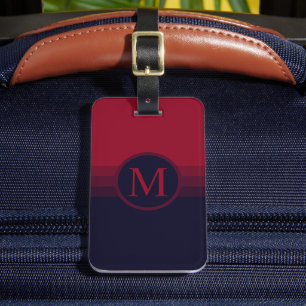 Custom Dark Navy Blue Red Maroon Color Block Luggage Tag