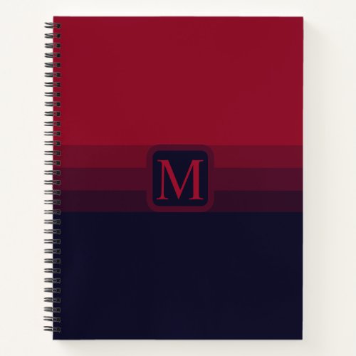 Custom Dark Navy Blue Red Maroon Color Block Notebook