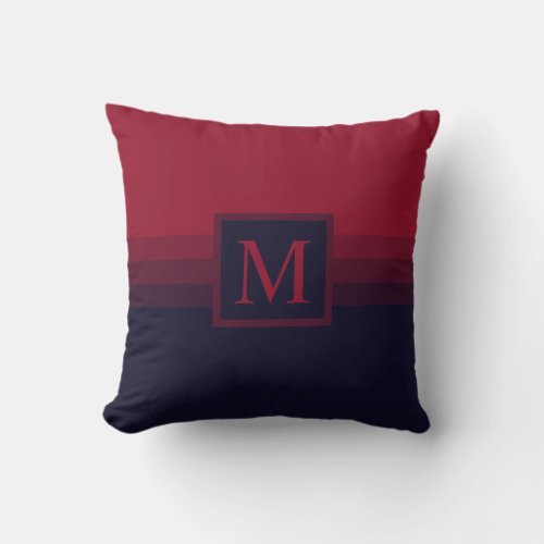 Custom Dark Navy Blue Red Maroon Color Block Throw Pillow