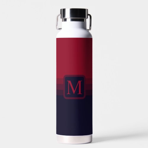 Custom Dark Navy Blue Red Maroon Color Block Water Bottle