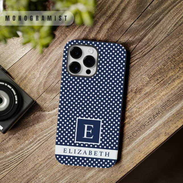 Custom Dark Navy Blue White Polka Dot Design Case-Mate iPhone Case (Custom Dark Navy Blue White Polka Dot Design Case-Mate iPhone Case)