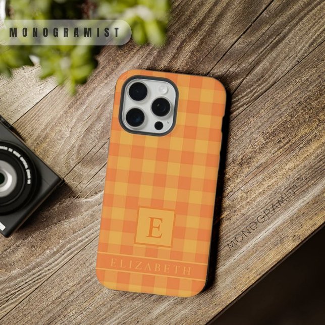Custom Dark Orange Light Yellow Checkered Pattern iPhone Case (Custom Dark Orange Light Yellow Checkered Pattern iPhone Case)