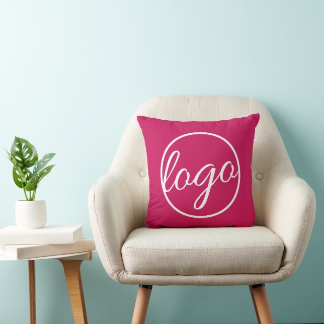 Custom Dark Pink Promotional Logo Business Throw Pillow (Chair)