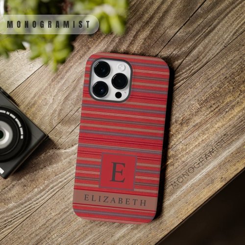 Custom Dark Pink Red Maroon Grey Color Stripes  Case_Mate iPhone 14 Pro Max Case