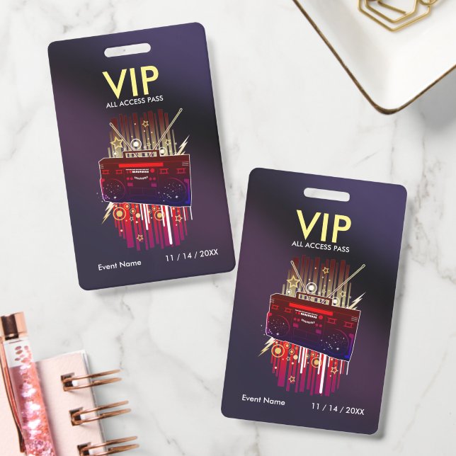 Custom Dark Purple Gradient VIP Pass For Event Badge (Office)