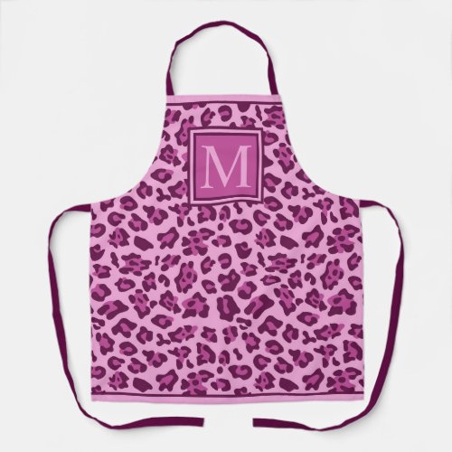 Custom Dark Purple Pink Leopard Print Apron