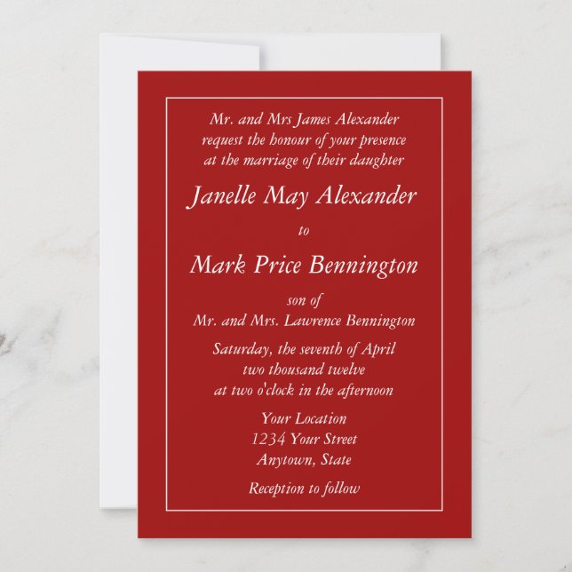 Custom Dark Red Invitations or Announcements (Front)