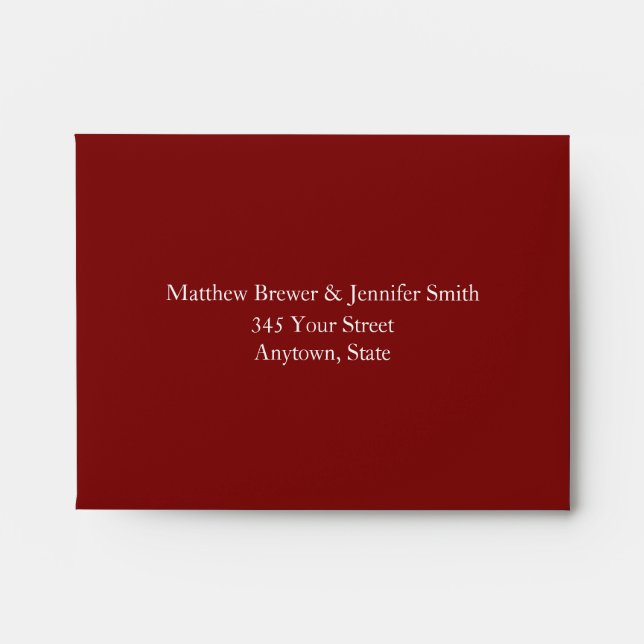 Custom Dark Red & White Envelope with Address (Front)