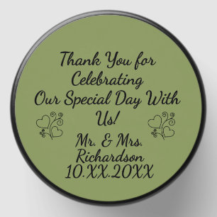 Custom Dark Sage Mini Tin Candle Wedding Guest Favors