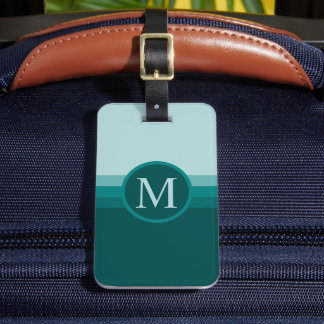 Custom Dark Teal Blue Green Color Block Luggage Tag