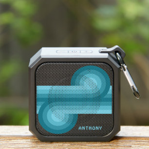 Custom Dark Teal Light Blue Aqua Retro Art Pattern Bluetooth Speaker