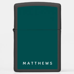 Custom Dark Teal Personalized Name Zippo Lighter