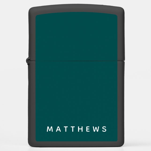 Custom Dark Teal Personalized Name Zippo Lighter (Front)
