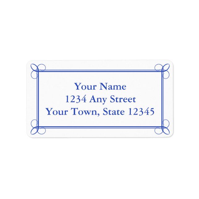 Custom DarkBlue Pre-Printed Address Labels (Front)