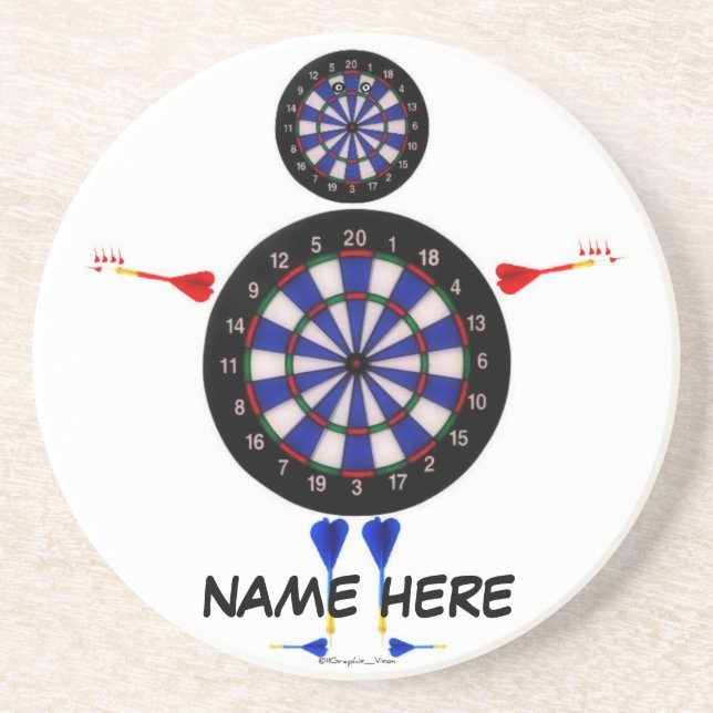 Custom Dart Board Man Fun Drink Coaster (Front)