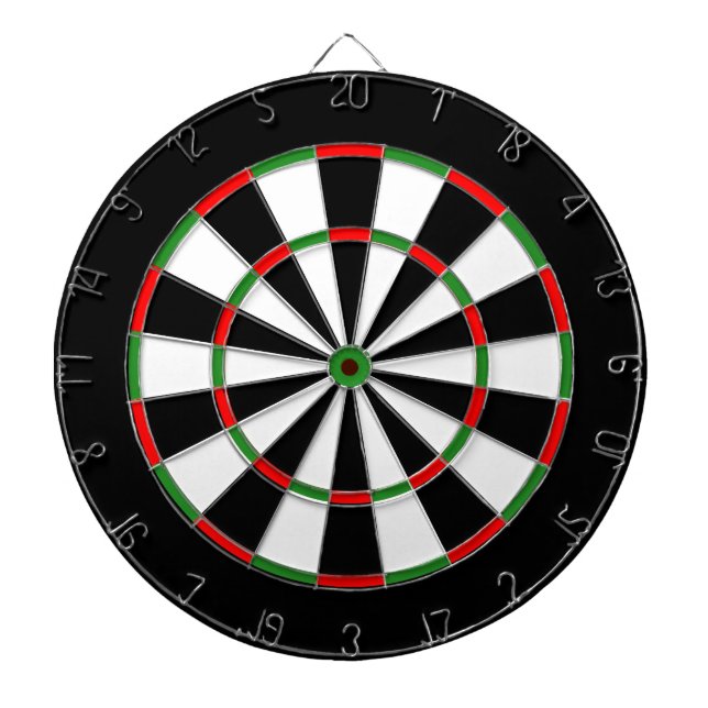 Custom Dartboard - Classic BLACK WHITE, RED GREEN (Front)