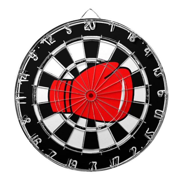 Custom dartboard with red boxing glove logo (Front)