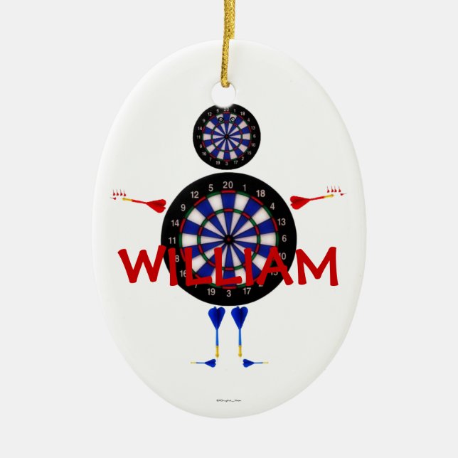 Custom Darts Cartoon Ceramic Ornament (Front)