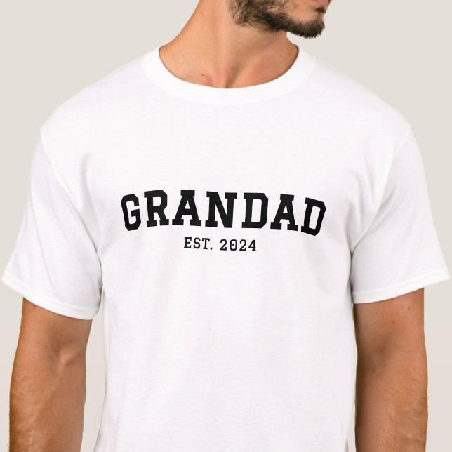 Custom Date Black Established Grandad T-Shirt (Creator Uploaded)