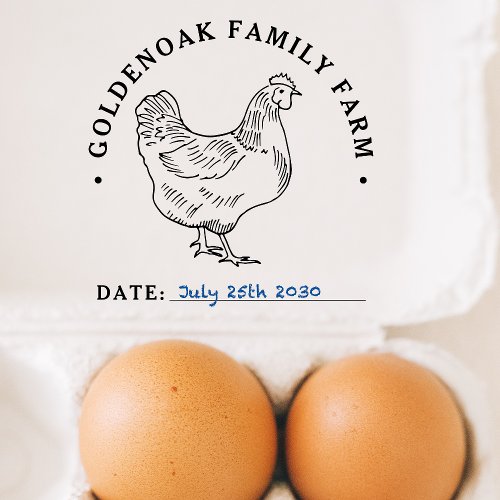 Custom Date Chicken Eggs Personalized Egg Farm Rubber Stamp