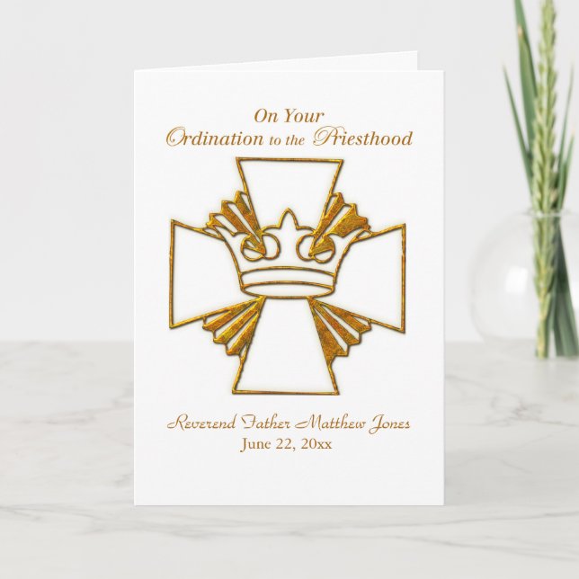 Custom Date, Name Priest Ordination Congratulation Card (Front)