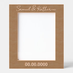 Custom Date & Names Rustic Wood Engraved Frames