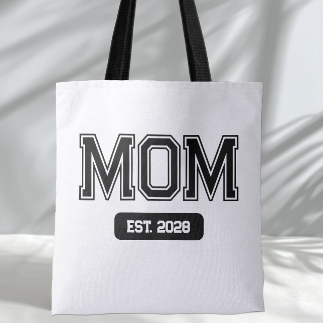 Custom Date New Mom Tote Bag (Mom Est. Tote Bag)