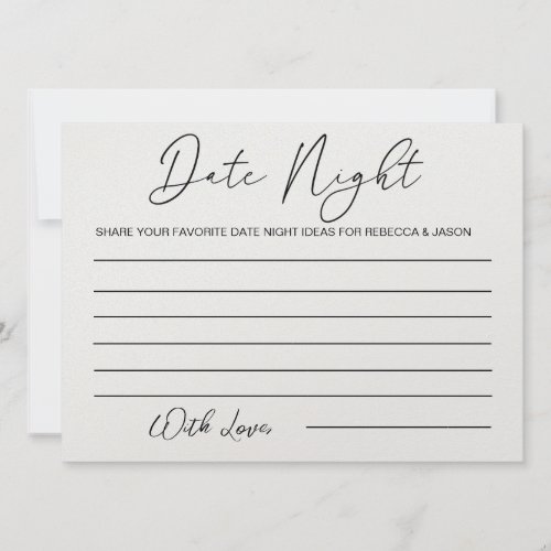 Custom Date Night Ideas Card Bridal Shower Game