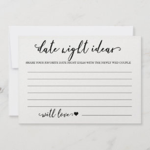 Custom Date Night Ideas Card Bridal Shower Game